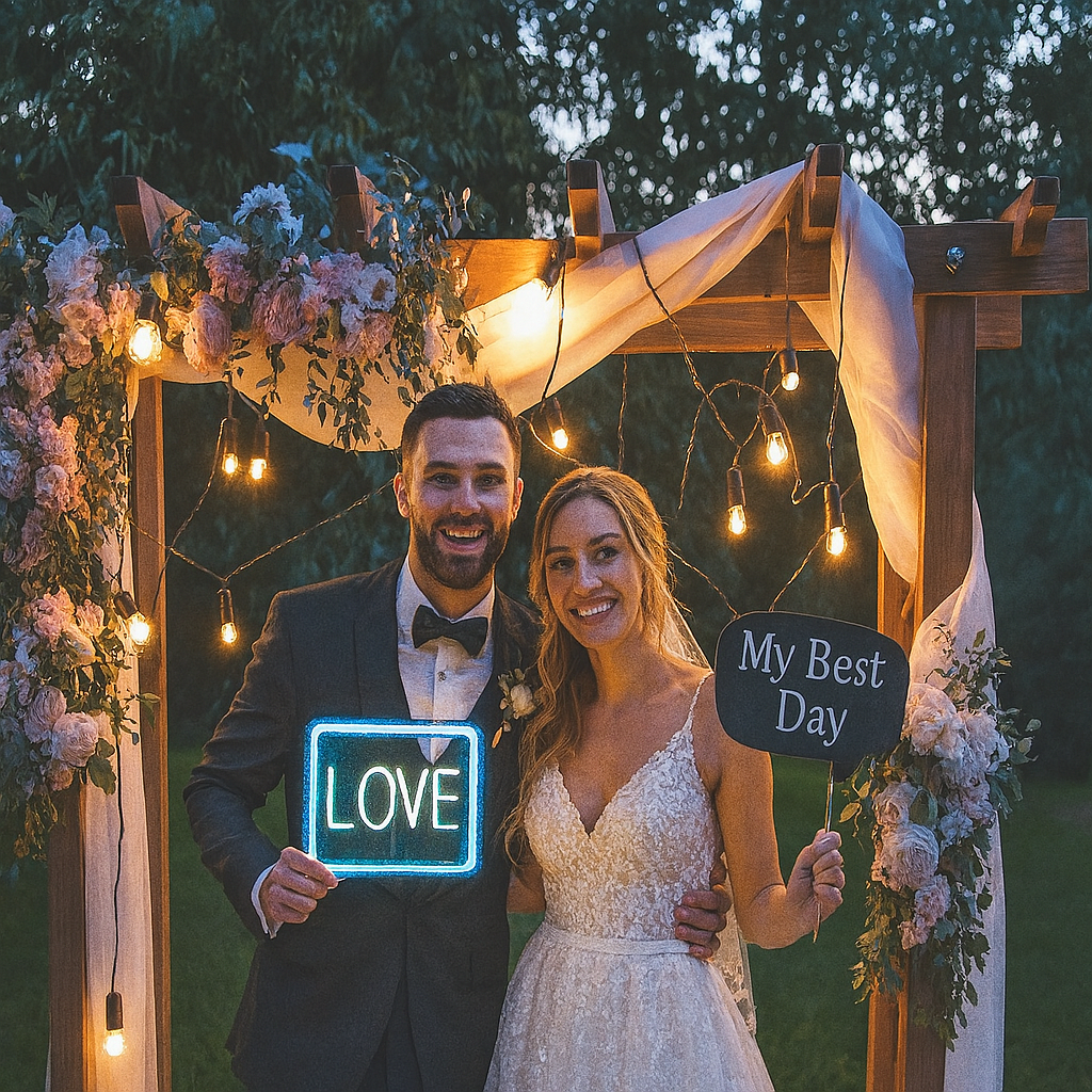 Wooden Wedding Arch Group Picture